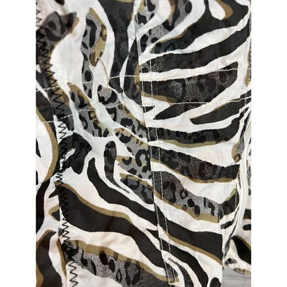 CHICO'S black white zebra animal print full zip jacket blazer rain coat 0 S NWT - Picture 3 of 8